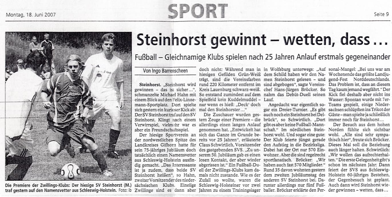 SV Steinhorst 75 jähriges Vereinsjubiläum