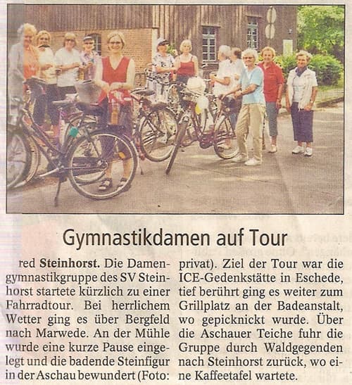 Artikel im Isenhagener Kreisblatt zum Ausflug der Gymnastikdamen des SV Steinhorst