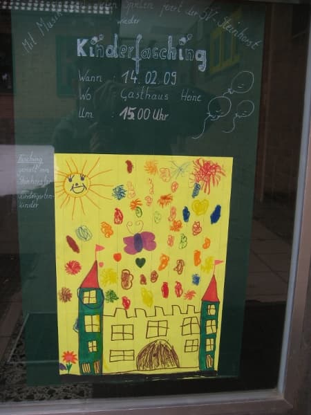 Plakat zum Kinderfasching 2009 des SV Steinhorst gemalt vom Kindergarten Steinhorst